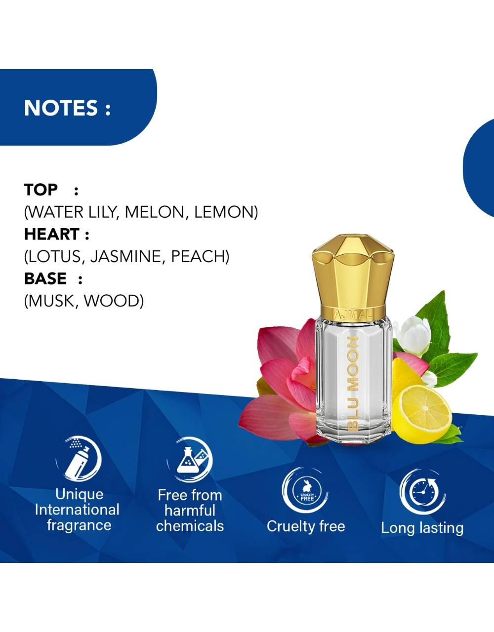 Ajmal Blue Moon 5 ml Non-Alcoholic Concentrated Attar For Women