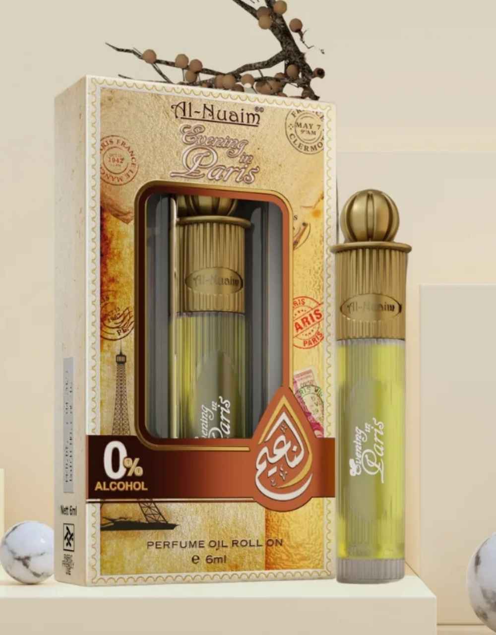 Al-Nuaim Silver Series Evening Paris 6ml Alcohol Free Attar Roll On - Luxury Scent with Long Lasting Fragrance For Unisex