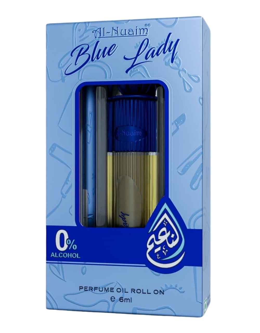 Al-Nuaim Silver Series Blue Lady 6ml Alcohol Free Attar Roll On - Luxury Scent with Long Lasting Fragrance For Woman