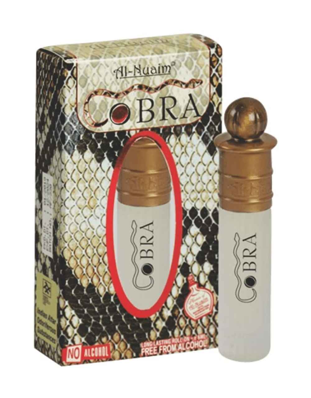 Al-Nuaim Silver Series Black Cobra 6ml Alcohol Free Attar Roll On - Luxury Scent with Long Lasting Fragrance For Men