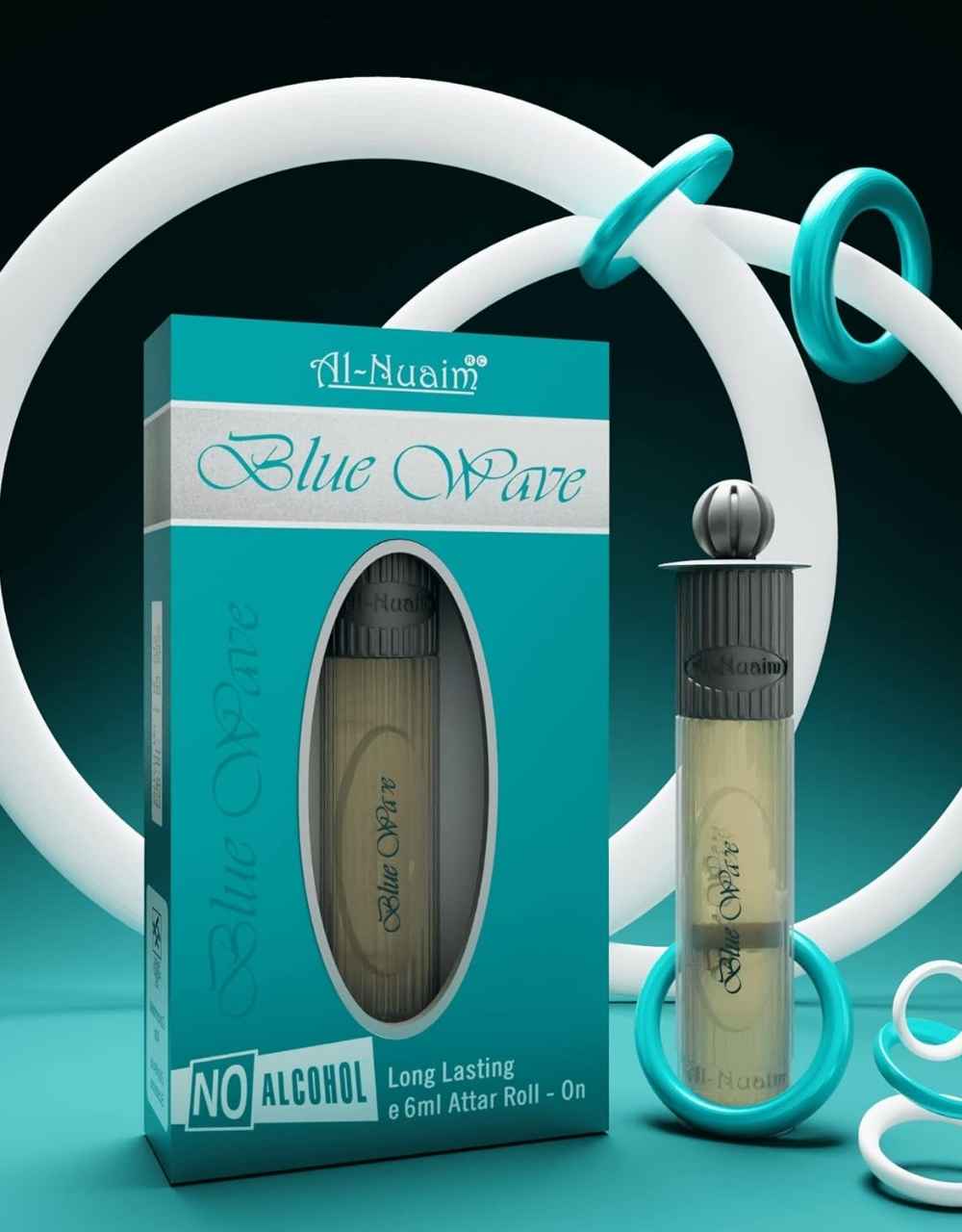 Al-Nuaim Silver Series Blue Wave 6ml Alcohol Free Attar Roll On - Luxury Scent with Long Lasting Fragrance For Unisex