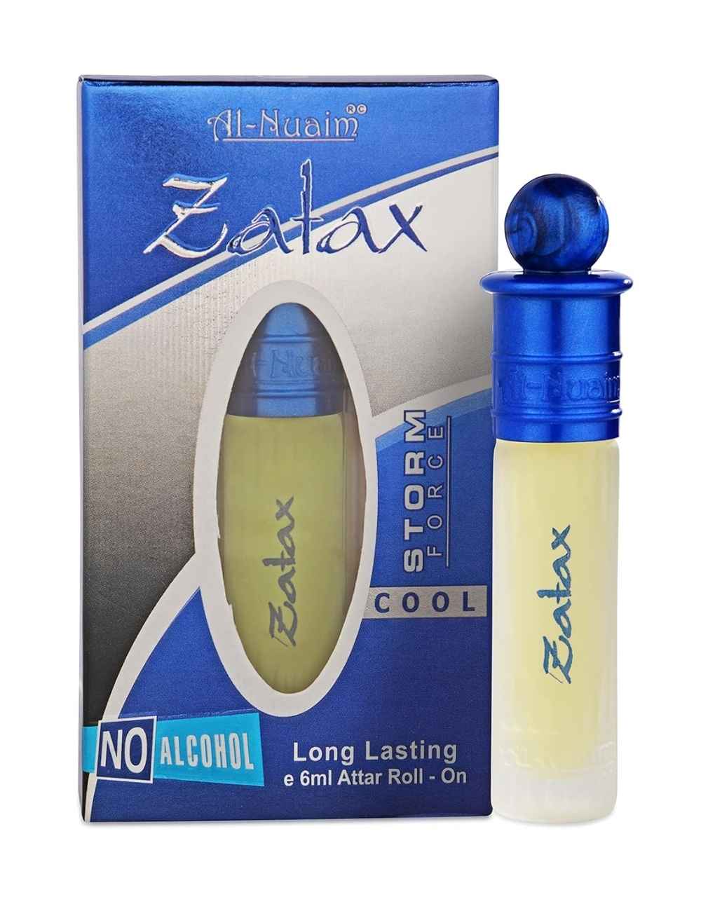 Al-Nuaim Silver Series Zatax 6ml Alcohol Free Attar Roll On - Luxury Scent with Long Lasting Fragrance For Men