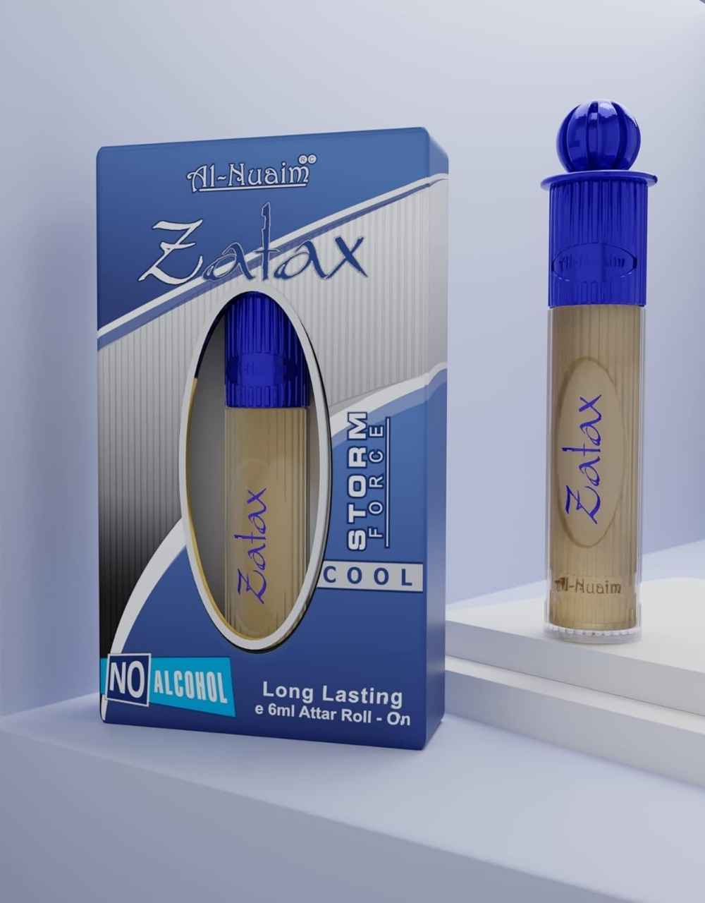 Al-Nuaim Silver Series Zatax 6ml Alcohol Free Attar Roll On - Luxury Scent with Long Lasting Fragrance For Men