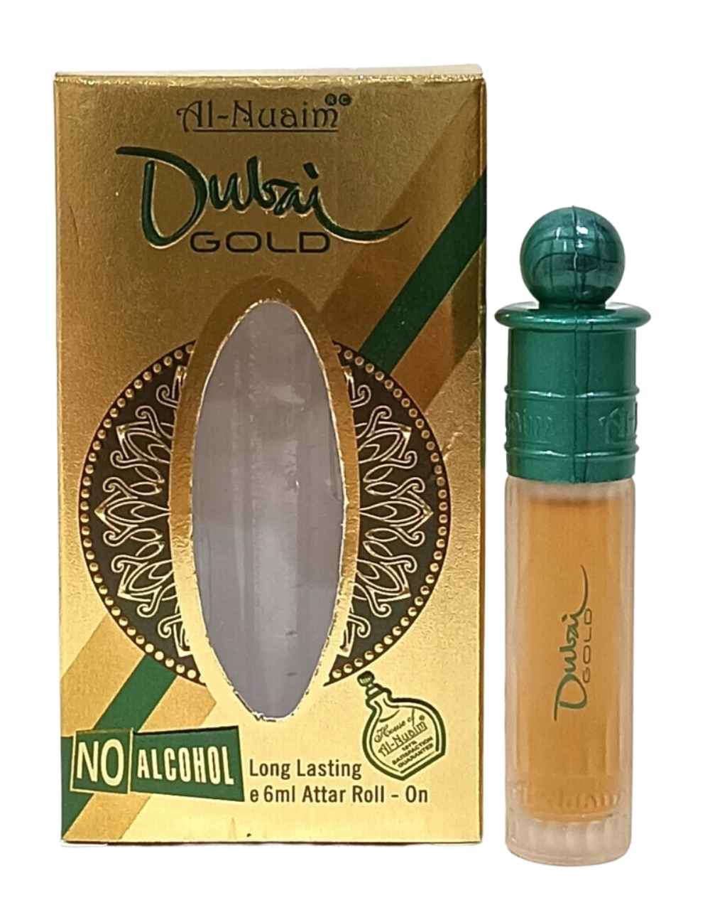 Al-Nuaim Silver Series Dubai Gold 6ml Alcohol Free Attar Roll On - Luxury Scent with Long Lasting Fragrance For Unisex