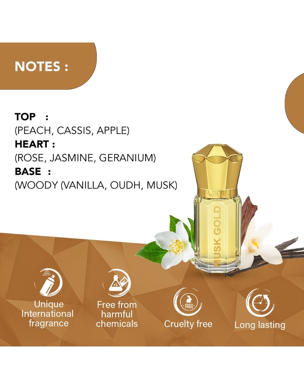 Ajmal Musk Gold 5 ml Non-Alcoholic Concentrated Attar For Unisex